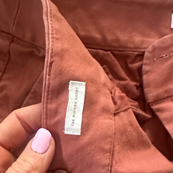 LOFT Women's Rust Orange High-Waist Cotton-Blend Shorts - Picture 2 of 4